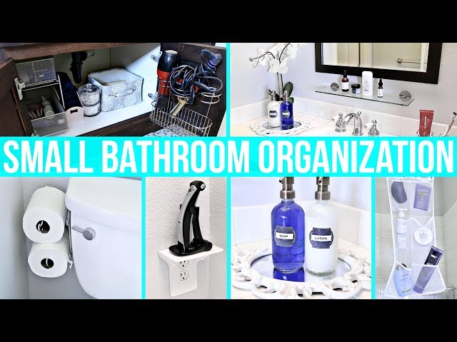 How to organize a small bathroom to maximize your space! Including: under the sink organization, shower organization, toiletries organization and more! CLICK ...