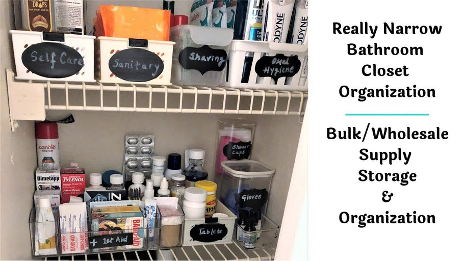 In this video tour you will find some really easy ideas to organize a very narrow space to hold a large variety of bulk utility supplies