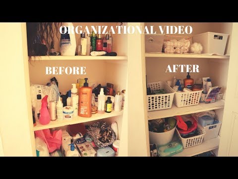 ORGANIZATION OF BATHROOM CLOSET// FEATURING DOLLAR TREE ITEMS