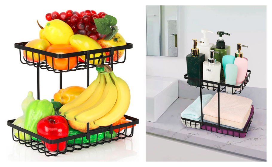 50% Off Coupon! 2-Tier Kitchen Cabinet Organizer, Fruit Basket for Kitchen Counter