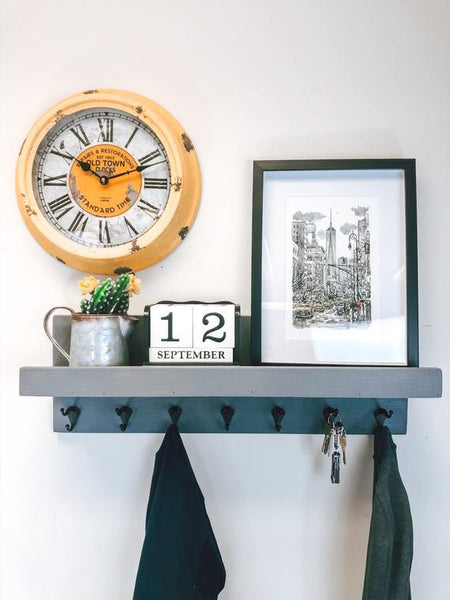 Coat Rack with Shelf, floating shelf, foyer organizer, Entryway Organizer, Towel Rack, Key Hooks, Wall Mounted Coat Rack, rustic shelf, by NativeRange