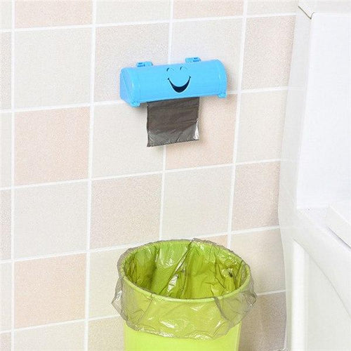 1PC Smile Face Garbage Bags Storage Box Container Wall-mounted Plastic Bag Holder Kitchen Grocery Dispenser Bathroom Organizer