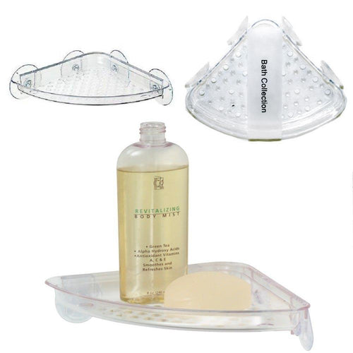 1 Corner Soap Tray Dish Suction Clear Cady Holder Bathroom Shower Sponge Basket