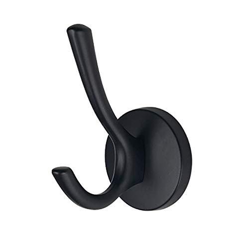 Mellewell Double Robe Hook Heavy Duty Towel Dispenser Bathroom Organizer Backpack Holder Wall Mounted Flat Black, 4-1/5 Inch, 09001-1