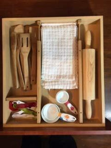 Home one cottage adjustable wood drawer organizer set with 4 bonus pieces for kitchen utensils and silverware bathroom makeup and toiletries and office desk supplies makes the most of your storage