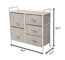 Load image into Gallery viewer, Related east loft storage cube dresser organizer for closet nursery bathroom laundry or bedroom 5 fabric drawers solid wood top durable steel frame natural