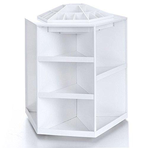 Cosmetic Organizer 360 Degree Rotating Bathroom Makeup Organizer Spinning Countertop SKin Care Case Box Lotion Lipsticks Nail Polish Tower Rack Make Up Brush Storage Carousel White