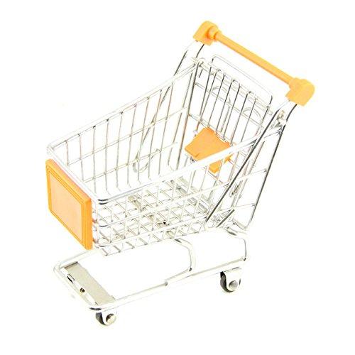 Mini Shopping CartToy Shopping CartKid Grocery Cart-Stainless Steel Perfume Lipstick Soap Storage Bathroom Organizer Mini Shopping Carts Sponge Egg Puff Bathroom - Yellow