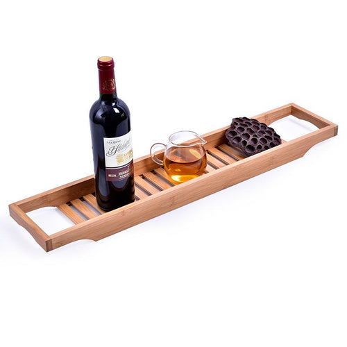 Bathroom Organizer Tray Bathtub Eco-Friendly Wood Smooth Touch Waterproof - Caroeas