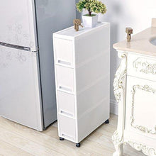 Load image into Gallery viewer, Storage shozafia narrow slim rolling storage cart and organizer 7 1 inches kitchen storage cabinet beside fridge small plastic rolling shelf with drawers for bathroom