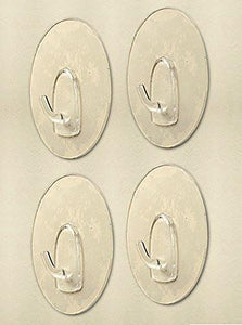 Bathroom Wall Hooks - Set of 4 Clear Circle Hooks - Seamless Nail Free Hangers - Reusable Heavy Duty Wall Hooks(5507-4)