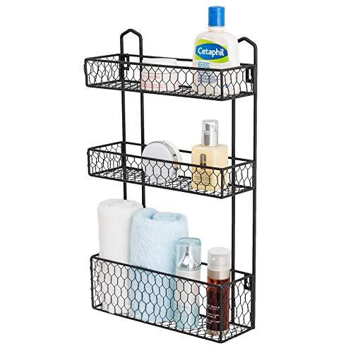 Mygift 3-Tier Rustic Chicken Wire Wall Hanging Bathroom Organizer Shelf Storage Rack