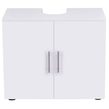 Load image into Gallery viewer, Get bathroom non pedestal under sink vanity cabinet multipurpose freestanding space saver storage organizer double doors with shelves white