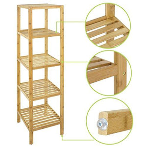 Smartxchoices 5 Tier 100% Bamboo Bathroom Organizer Standing Shelf Towel Rack Free Standing Shelves Units Wood Storage Rack Corner Bookshelf Plant Stand (57.5&#X27;&#X27; H)