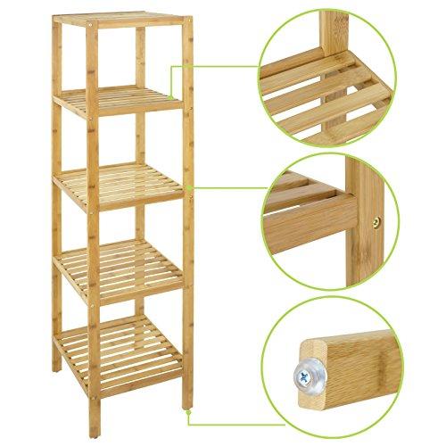 Smartxchoices 5 Tier 100% Bamboo Bathroom Organizer Standing Shelf Towel Rack Free Standing Shelves Units Wood Storage Rack Corner Bookshelf Plant Stand (57.5'' H)