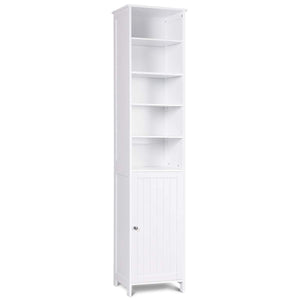 Heavy duty 72 tall cabinet waterjoy standing tall storage cabinet wooden white bathroom cupboard with door and 5 adjustable shelves elegant and space saving
