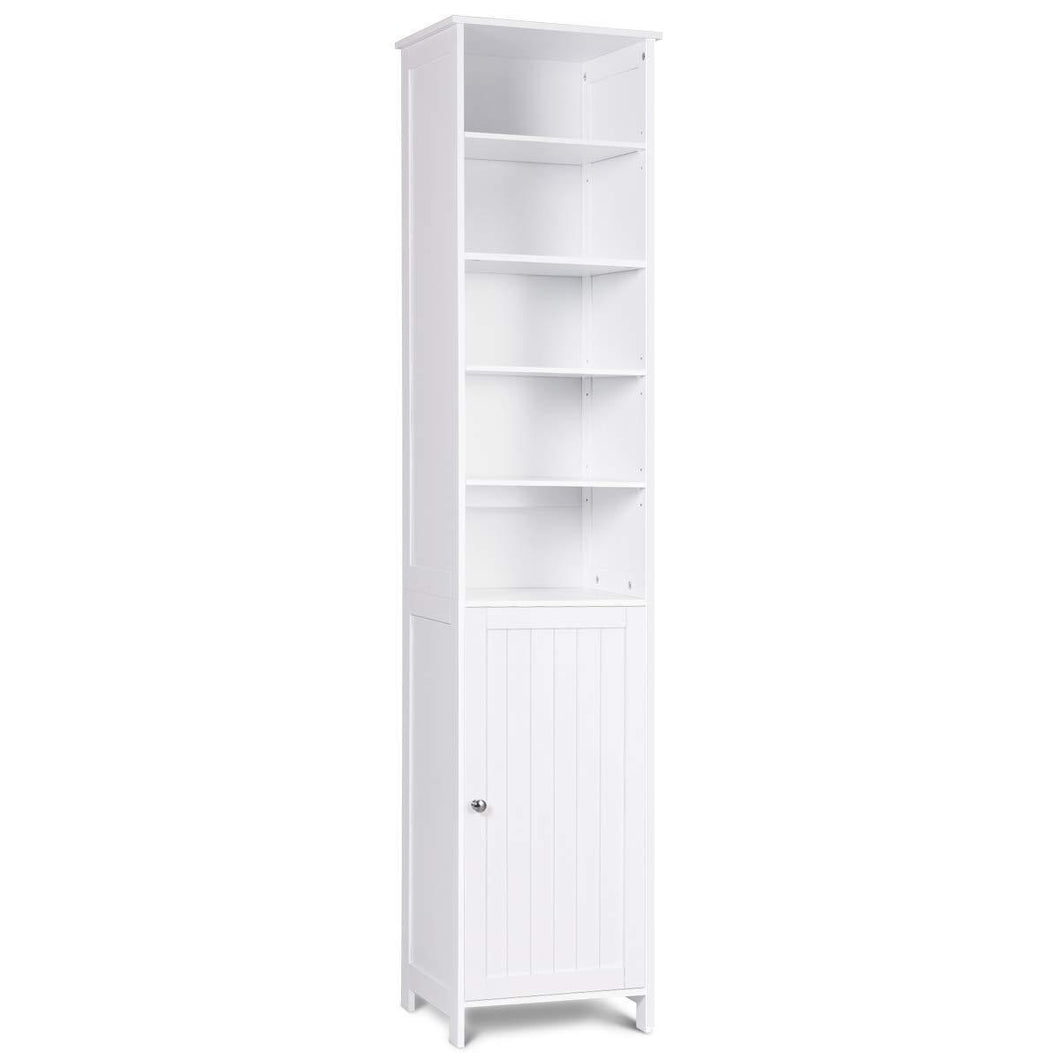 Heavy duty 72 tall cabinet waterjoy standing tall storage cabinet wooden white bathroom cupboard with door and 5 adjustable shelves elegant and space saving
