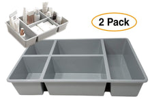 Load image into Gallery viewer, Organize with pro image drawer tray box organizer divider for pantry closet dresser kitchen bathroom desk 5 compartments storage 2 pack multi purpose