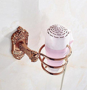 GL&G European High-end Spiral Hair Blow Dryer Stand Wall Mount Hair Dryer Hanging Rack Organizer Bathroom Accessories Rose gold Space Saving Design