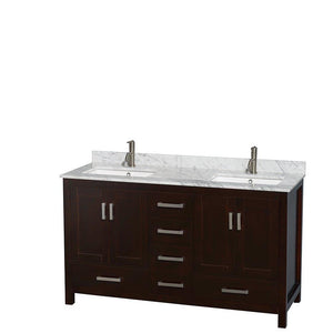 On amazon wyndham collection sheffield 60 inch double bathroom vanity in espresso white carrera marble countertop undermount square sinks and medicine cabinets