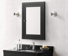 Load image into Gallery viewer, Selection ronbow frederick 24 x 32 transitional solid wood frame bathroom medicine cabinet in black 2 mirrors and 2 cabinet shelves 618125 b02