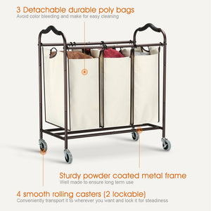 Great bbshoping organizer laundry hamper cart dirty clothes organibbshoping zer for bathroom bedroom utility room powder coated beige