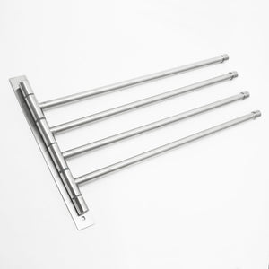 Swivel Towel Rack - Stainless Steel Swing Out Towel Bar - Space Saving Swinging Towel Bar for Bathroom - Wall Mounted Towel Holder Organizer with 4 Arms- Easy To Install - Brushed Finish (17"X10")