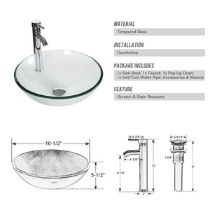 Save on 24 bathroom vanity and sink combo stand cabinet mdf board cabinet tempered glass vessel sink round clear sink bowl 1 5 gpm water save chrome faucet solid brass pop up drain w mirror