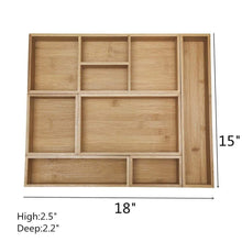Load image into Gallery viewer, Shop for xxl set of 6 bamboo drawer storage box desk organizer 9 compartment organization tray holder 100 bamboo drawer divider 18 x 15 x 2 5 for office bathroom bedroom kitchen children room