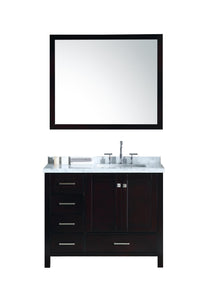 Amazon best ariel cambridge a043s r cwr esp 43 inch right offset single sink bathroom vanity set in espresso with carrara marble countertop rectangular sink