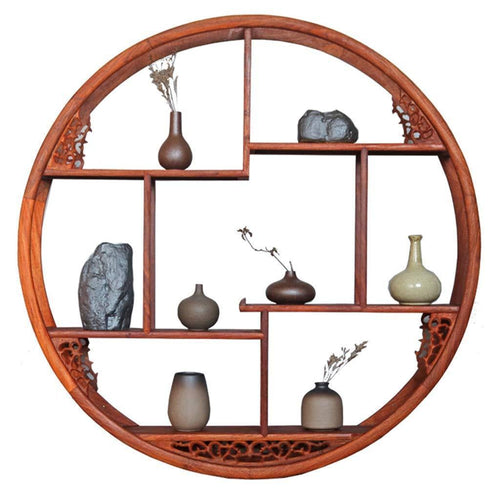 Floating Shelf Wooden Circle Floating Shelf Wall Unit with Shelving Storage Display Locker Wall Mounted Retro Antique Shelf Home Decor