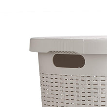 Load image into Gallery viewer, Kitchen mind reader 50hamp ivo 50 liter hamper laundry basket with cutout handles washing bin dirty clothes storage bathroom bedroom closet ivory