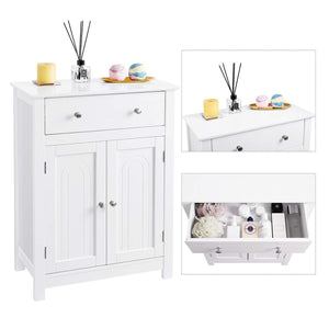 Try vasagle free standing bathroom cabinet with drawer and adjustable shelf kitchen cupboard wooden entryway storage cabinet white 23 6 x 11 8 x 31 5 inches ubbc61wt