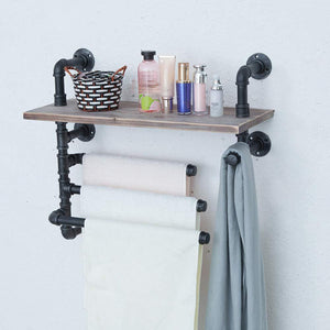 Top rated industrial towel rack with 3 towel bar 24in rustic bathroom shelves wall mounted farmhouse black pipe shelving wood shelf metal floating shelves towel holder iron distressed shelf over toilet