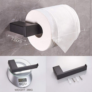 Buy now whifea bathroom hardware set 4 piece wall mounted shelves stainless steel towel bars toilet paper holder robe hook bathroom fixture set matte black