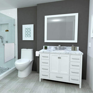 Best seller  ariel cambridge a043s wht 43 single sink solid wood bathroom vanity set in grey with white 1 5 carrara marble countertop