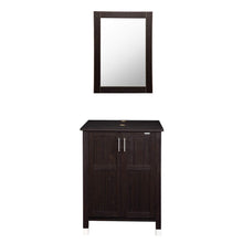 Load image into Gallery viewer, Shop here modern bathroom vanity and sink combo stand cabinet with vanity mirror single mdf cabinet with blue glass vessel sink round bowl