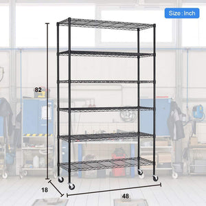 Top rated bestoffice 6 tier wire shelving unit heavy duty height adjustable nsf certification utility rolling steel commercial grade with wheels for kitchen bathroom office 2100lbs capacity 18x48x82 black