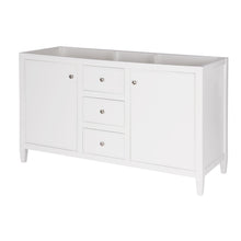 Load image into Gallery viewer, Budget maykke cecelia 60 bathroom vanity cabinet 2 door 3 drawer solid birch wood frame white finish new england style double surface mounted vanity base cabinet only with tapered legs ysa1146001