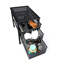 Load image into Gallery viewer, Storage stackable 3 tier organizer baskets with mesh sliding drawers ideal cabinet countertop pantry under the sink and desktop organizer for bathroom kitchen office