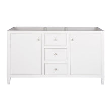 Load image into Gallery viewer, Discover maykke cecelia 60 bathroom vanity cabinet 2 door 3 drawer solid birch wood frame white finish new england style double surface mounted vanity base cabinet only with tapered legs ysa1146001