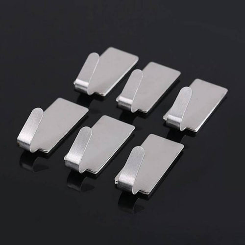 6pc Multi functional Rustproof Stainless Steel Towel Bag Hanger Home Bathroom Organizer Wall Hanging Hook Self adhesive