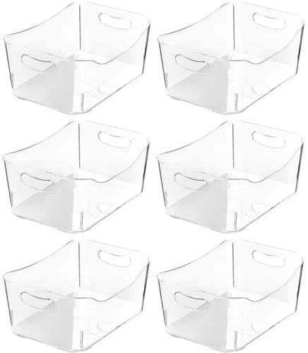 Top rated ybm home open bin storage basket kitchen pantry bathroom vanity laundry health and beauty product supply organizer under cabinet caddy medium 6 pack clear