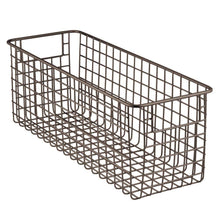 Load image into Gallery viewer, Shop here mdesign farmhouse decor metal wire bathroom organizer storage bin basket for cabinets shelves countertops bedroom kitchen laundry room closet garage 16 x 6 x 6 in 6 pack bronze