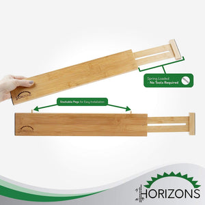 Featured horizons adjustable stackable 100 eco friendly bamboo drawers set of 6 kitchen drawer desk dresser bathroom divide organize