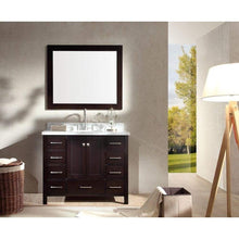 Load image into Gallery viewer, Results ariel cambridge a043s esp 43 single sink solid wood bathroom vanity set in espresso with white carrara marble countertop