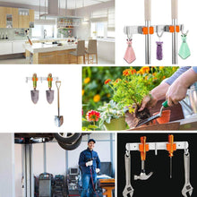 Load image into Gallery viewer, Discover the best vodolo mop broom holder wall mount garden tool organizer stainless steel duty organizer with 2 racks 3 hooks for kitchen bathroom closet garage office laundry screw or adhesive installation orange