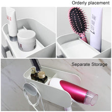 Load image into Gallery viewer, Products visv hair dryer holder wall mount hair tools holder bathroom styling tool organizer no drilling styling tool holder for bathroom storage grey