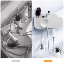 Load image into Gallery viewer, Save termichy hair dryer holder wall mounted blow dryer holder with cable tidy heat resistant spiral hanging rack for bathroom bedroom white
