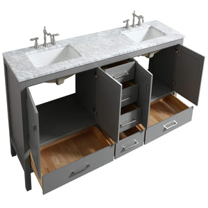 Save eviva evvn412 72gr aberdeen 72 transitional grey bathroom vanity with white carrera countertop double square sinks combination
